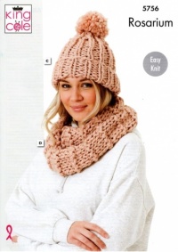 Knitting Pattern - King Cole 5756 - Rosarium Mega Chunky - Ladies Hats, Headband, Snoods, Polo Neck and Loop